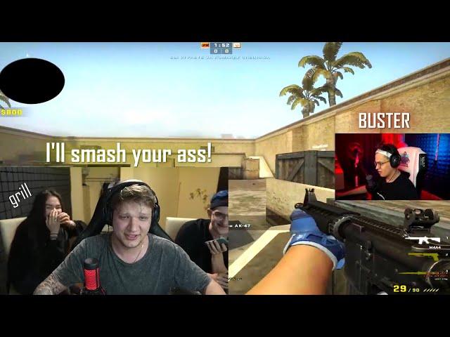 drunk s1mple plays aim_map vs buster (1v1)