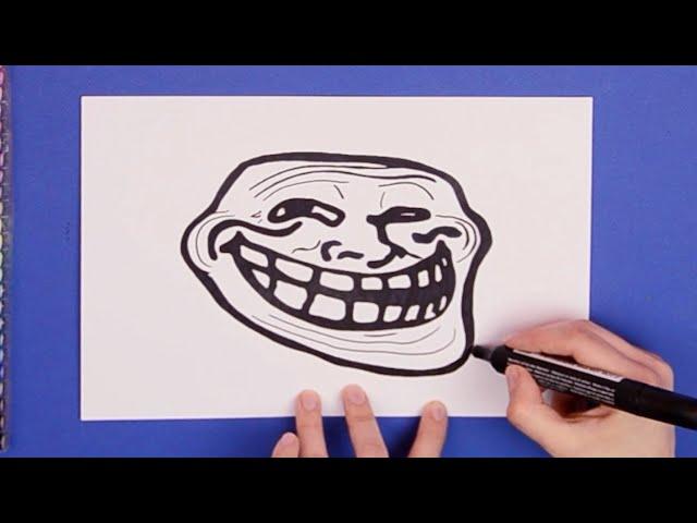 How to draw Troll Face