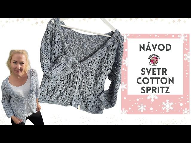 Háčkovaný SVETŘÍK EASY COTTON SPRITZ - NÁVOD na kytičkový vzor, výstřih "V" a 3/4 rukáv