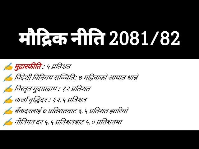 Monetary policy 2081/82 | मौद्रिक नीति २०८१/८२ | Maudrik Niti 2081/82  full explain | headmaster |