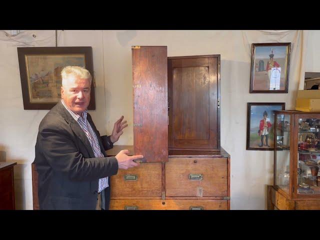 Antique Campaign Book Cabinet