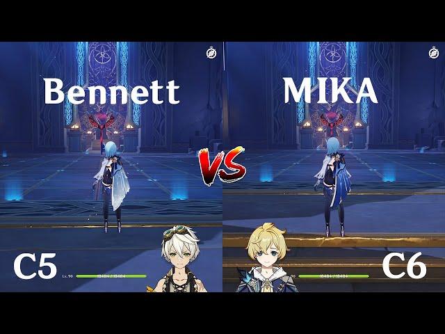 Mika vs Bennett buff comparison! How much is the Difference? Gameplay COMPARISON [ Genshin Impact ]