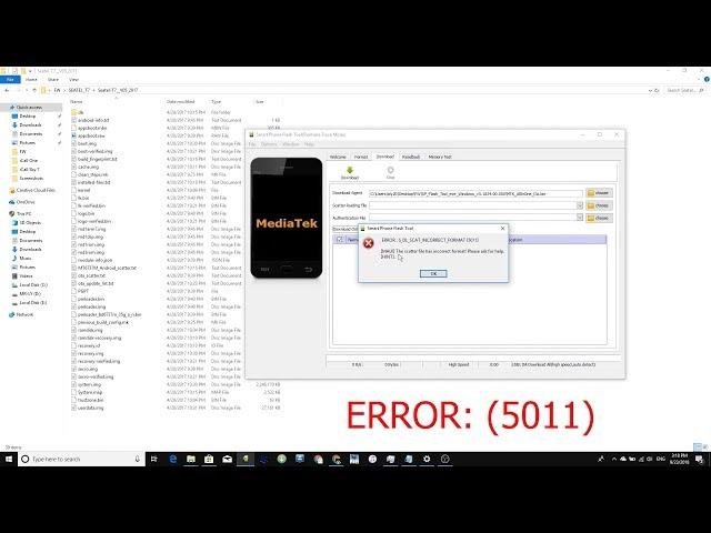 FIX SCATTER ERROR 5011 SP FLASH TOOL 1 Minute