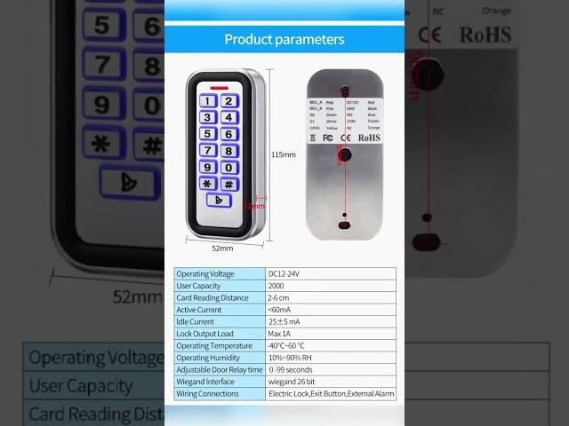 Outdoor Waterpoof Access Control Systems H1401EM Rfid Proximity Card + Password Supported Device