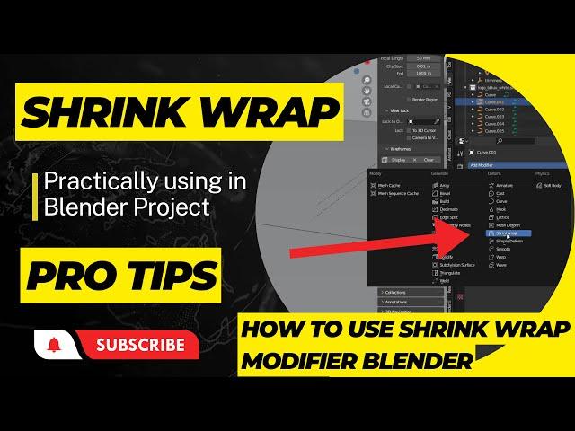 how to use shrinkwrap modifier in blender - Text wrappings in blender  - use shrinkwrap modifier