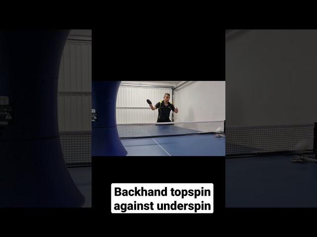 Training with table tennis robot. Backhand topspin against underspin