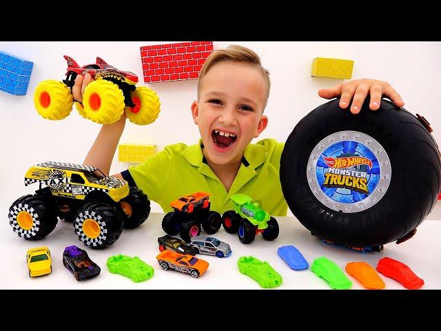 Влад и Никита играют с игрушечными машинками | Hot Wheels Monster Trucks