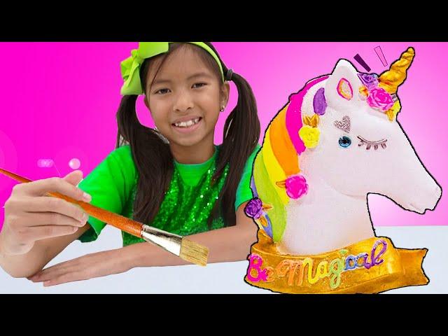 Wendy and Alex Pretend Play Paint Color Unicorn Toy for Kids