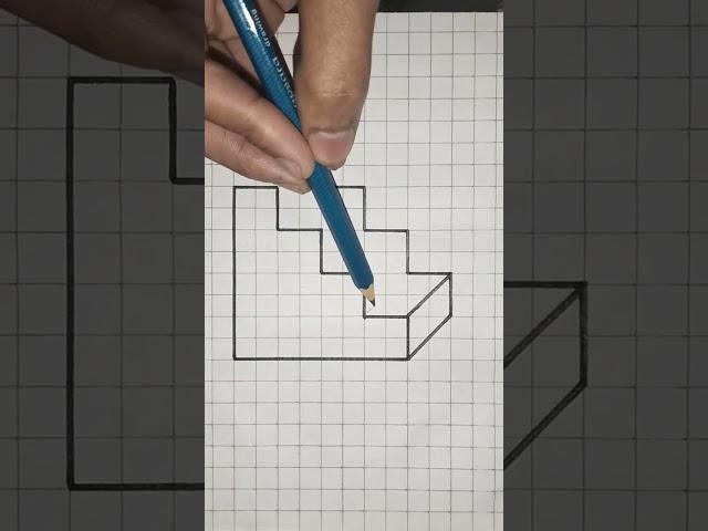 3D Stairs Drawing In 10 Second | Optical Illusion Drawing