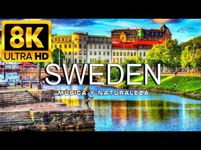 FLYING OVER SWEDEN 8K | Amazing beautiful natural landscape with relaxing music | 8K ULTRA HD VIDEO