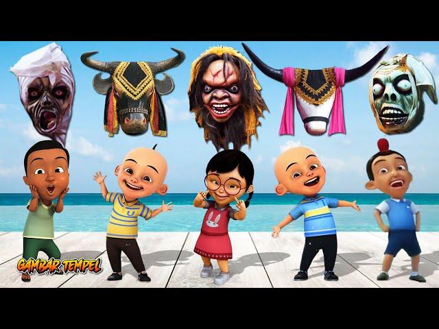 Upin Ipin bermain topeng gedruk pocong dan bantengan