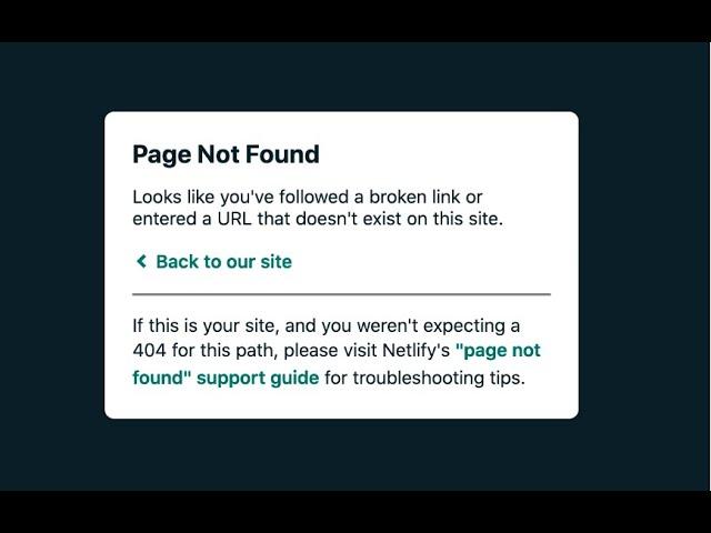 Netlify 404 Page Not Found error solved