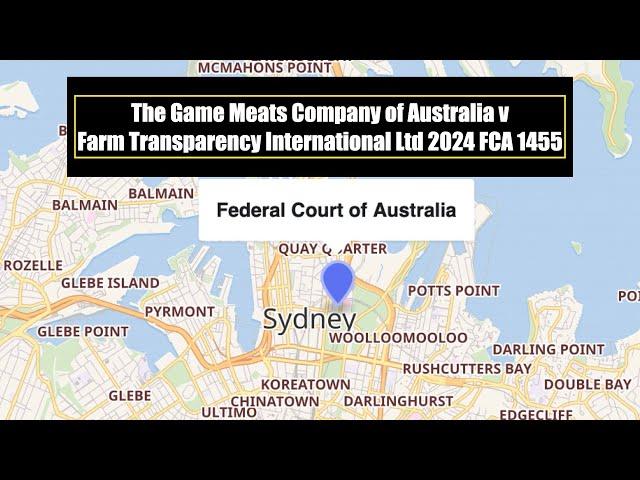 The Game Meats Company of Australia v Farm Transparency International Ltd 2024 FCA 1455