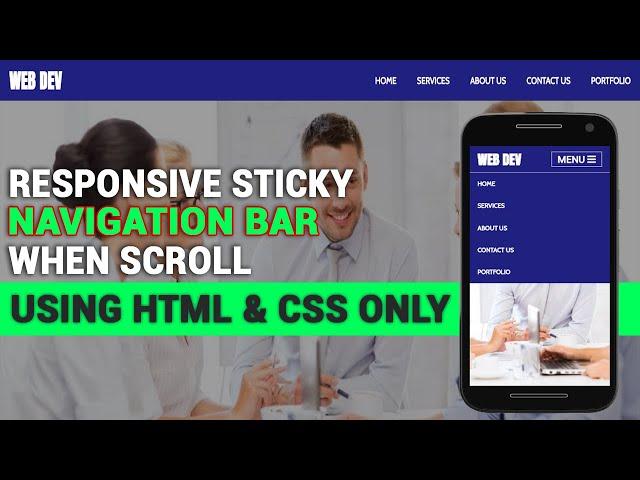 Responsive Sticky Navbar After Scrolling | No Javascript | Pure CSS Sticky Header