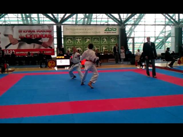 Kumite boys,14 semi-final Khatkov Inal (Adigeya) vs Astrakhatsev Igor (Chelyabinsk) P-1