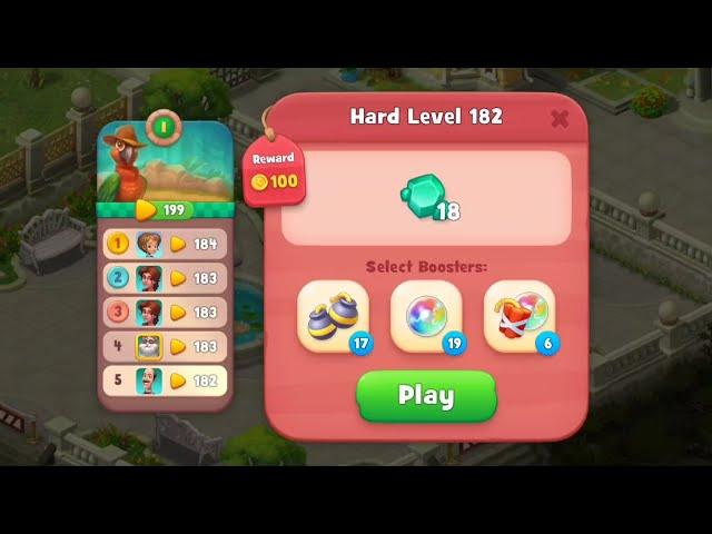 Gardenscapes Level 182 Walkthrough "No Boosters Used"