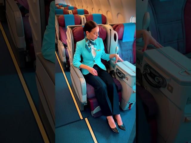 Демонстрация кресла бизнес-класса Air Samarkand #авиация #flightattendant #cabincrew #aviation