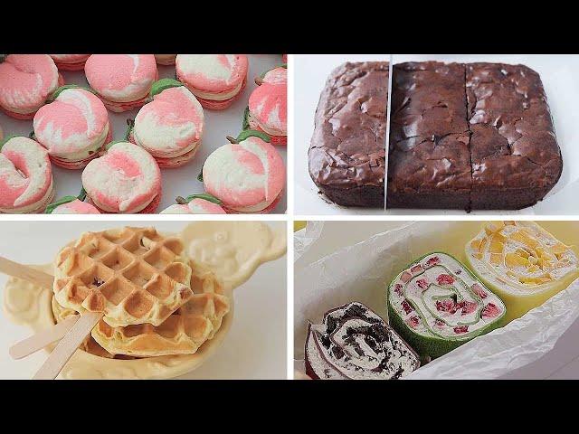 ASMR|Melt+Peach Macaron & Chocolate Brownie|Afternoon Tea|Creative Recipes|Cake Story|Cooking