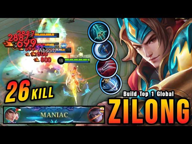 26 Kills + MANIAC!! Zilong Brutal Critical Damage!! - Build Top 1 Global Zilong ~ MLBB