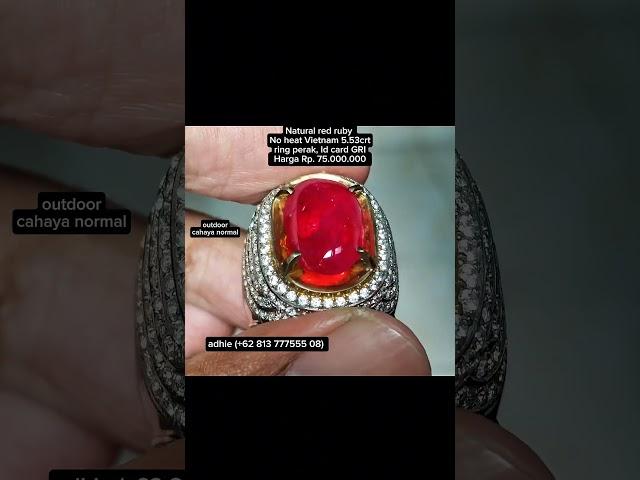  Soldout - Cincin permata natural ruby red no heat Vietnam 5.53crt