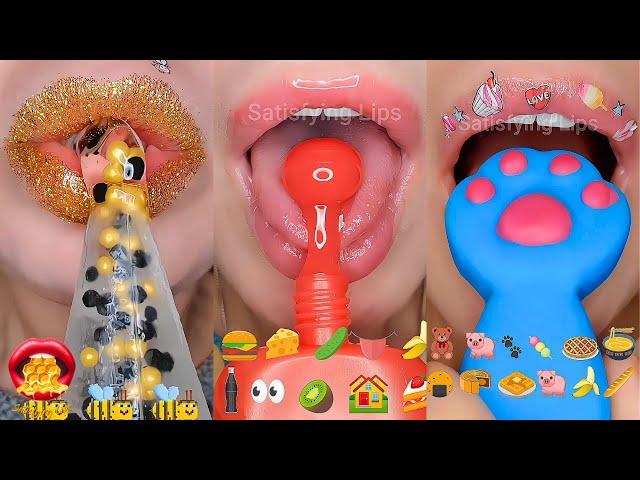 Emoji Food Challenge Satisfying ASMR Eating FROZEN HONEY SPRINKLES 먹방