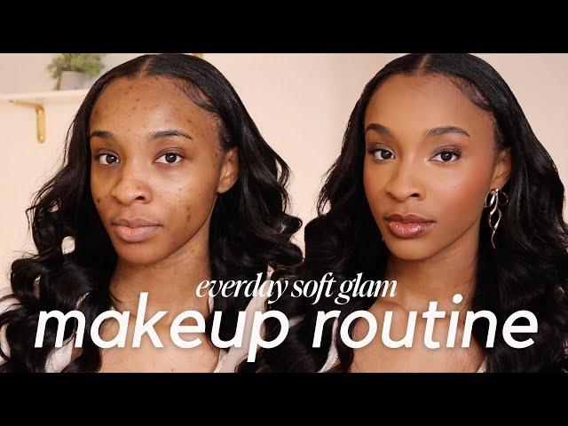 DETAILED everyday makeup tutorial for beginners | soft glam, acne scars