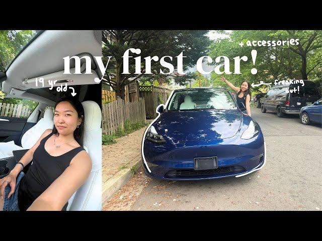 I GOT A CAR!!! | decorating my tesla, driving alone for the first time  🩵