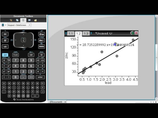 Using TI-nspire to find correlation coefficient