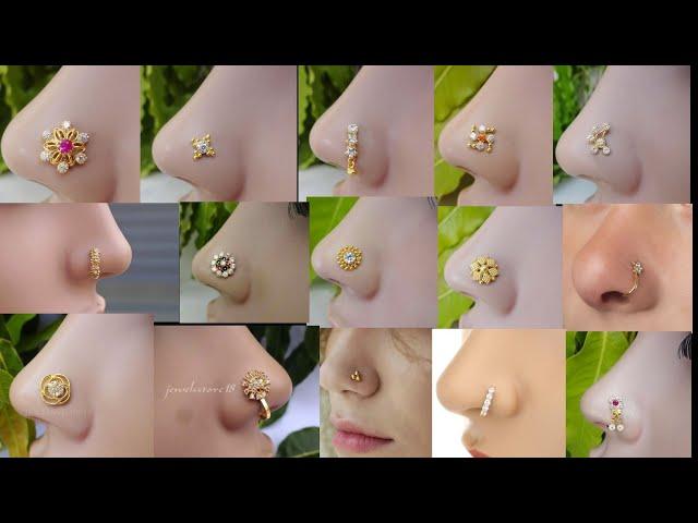 latest gold nose pin design | gold nose stud design image | nose  gold jewlery design |nose rings