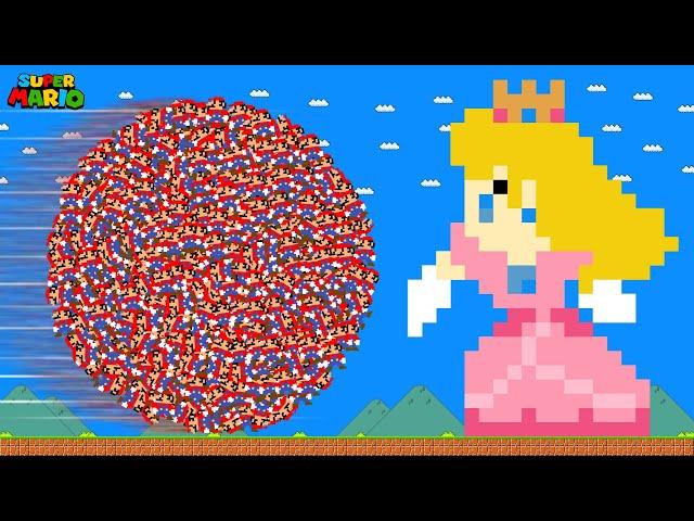 Mario and 9999 Mario's vs. the Giant Princess Peach