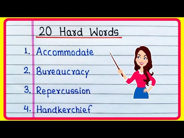 20 Hard Words in English | 20 Difficult Words in English | Hard Words 20