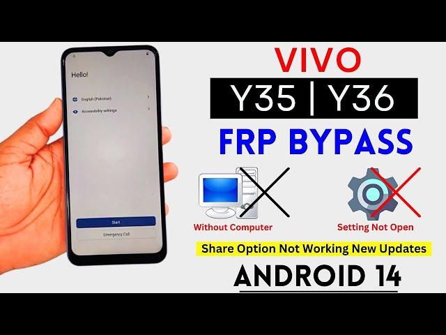 Vivo Y35 | Y36 Frp Bypass - Unlock Android 14 | Setting Not Open | Google Account Bypass Without Pc