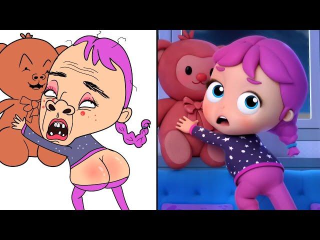 Little Angel & Friends - Ten In The Bed Drawing Meme | Funny Little Angel