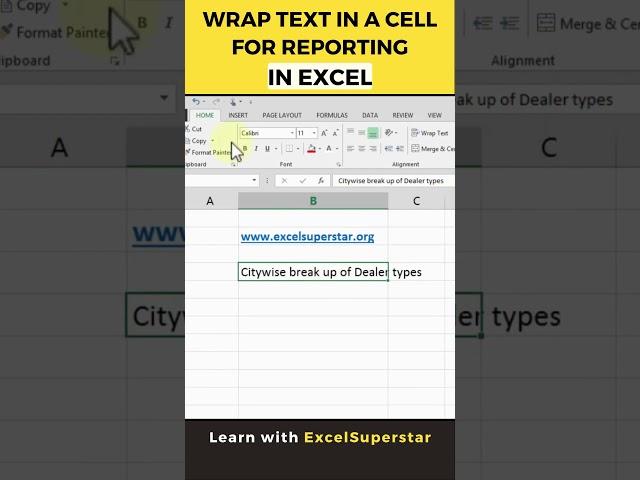 Wrap Text in a Cell in Excel | #CellTextWrap #shorts  #excelfunctions #dataentry  #dataformatting