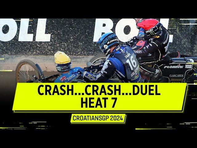 Crash, Crash and then finally fight it out!  Heat 7 #CroatianSGP 2024 | FIM Speedway Grand Prix