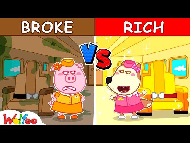 Rich vs Broke Airplane Challenge with Wolfoo - Fun Playtime for Kids  @WolfooCanadaKidsCartoon