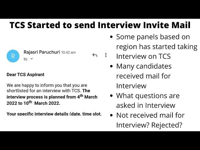 TCS Offcampus Hiring Interview Invite Mail  | Interview Started | IRC Mail