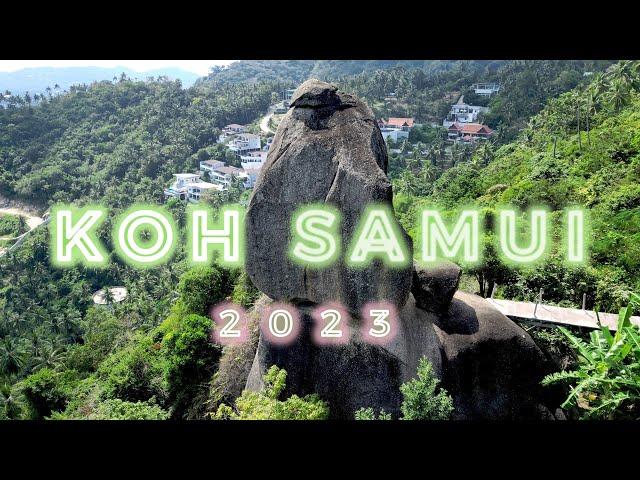 KOH SAMUI BY DRONE 2023 - THAILAND  WATERFALL & TEMPLE & OVERLAPSTONE