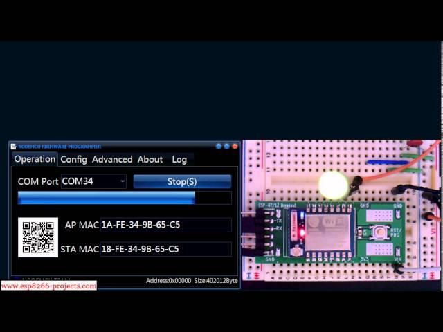 ESP8266 Adapter Board - ESP07/ESP12 compatible NodeMCU Firmware loading and Blinky test