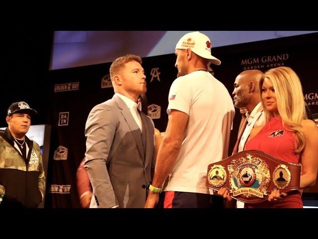 CHECK THE SIZE DIFFERENCE! - CANELO ALVAREZ v SERGEY KOVALEV (HEAD-TO-HEAD) @ FINAL PRESS CONFERENCE