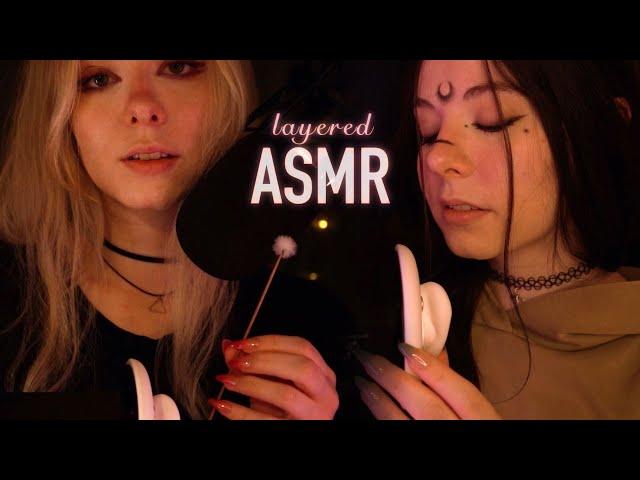 layered ASMR | ear to ear Whispering, Ear Attention & Cleaning - close up, rain, breathing