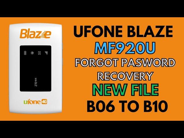 Ufone Blaze Mf920u Forgot Pasword Recovery  | Mf920u Pasword Recovery One Click  | New File 2024 