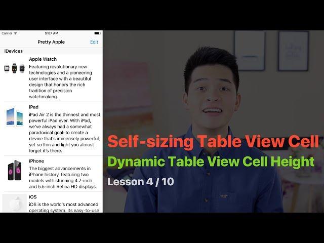 UITableView Pt 4: Create Custom Table View Cell, Dynamic Table View Cell Height, Self-Sizing Cell