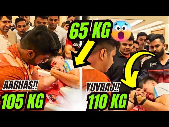 THIS 65 KG ARM WRESTLER PINNED AABHAS RANA & YUVRAJ !!