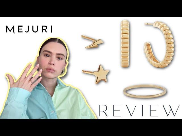 MEJURI Review-Large Charlotte Hoop Earrings, Stacker Ring, Star + Lightning Bolt Stud (14K Gold)