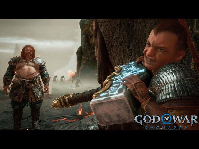 «Молот Тора ️ чуть не раздавил Атрея» God of War: Ragnarok  [4K] Бог войны: Рагнарёк