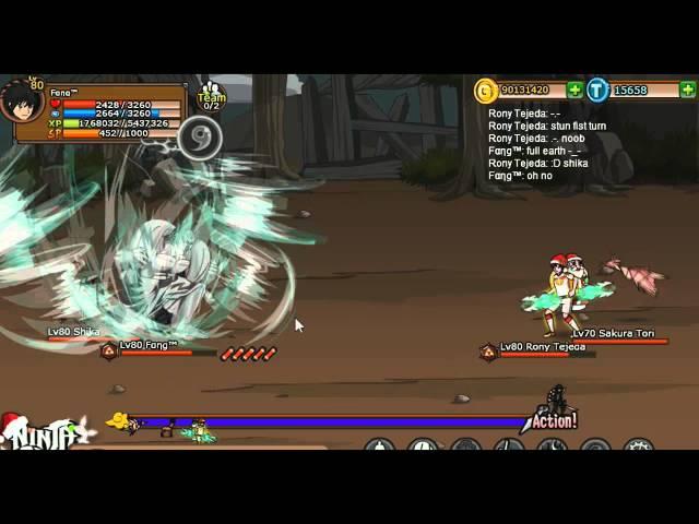 Ninja Saga PVP - Power Of Air Pecker Palm - Fang vs. 5 People Random