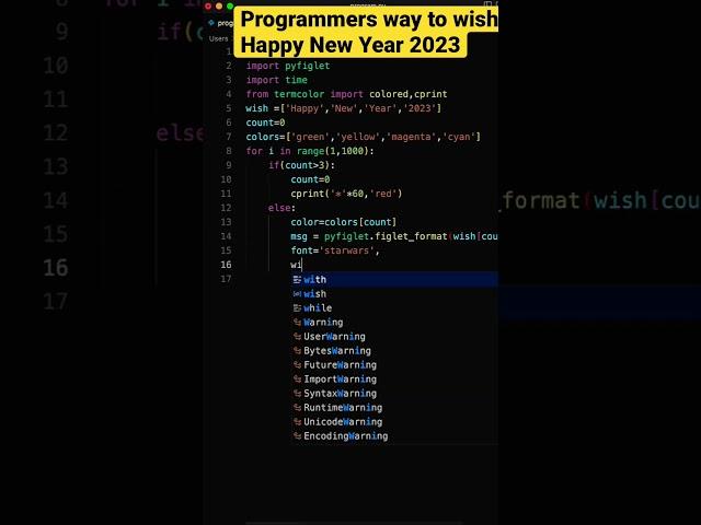 Love coding ️️  Happy New Year 2023 status  using python #shorts #coding #programming