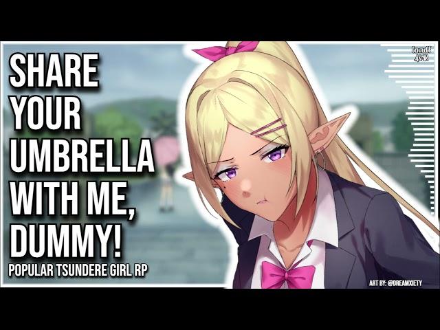 ASMR | Sharing your Umbrella with the Popular Tsundere Brat from School | Audio Roleplay