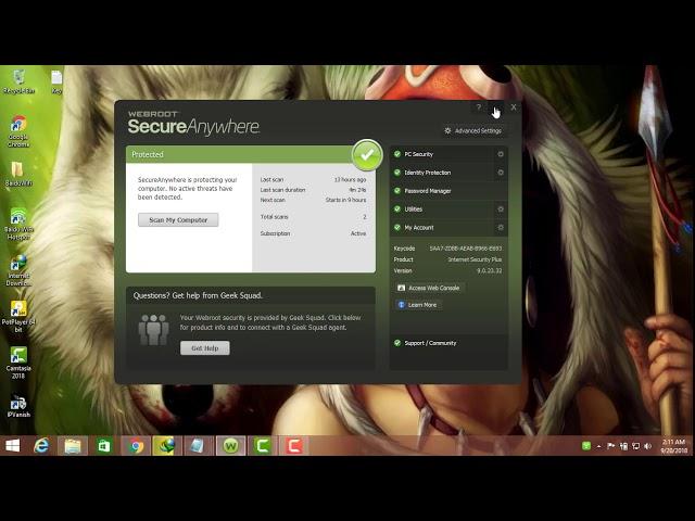 WebRoot SecureAnywhere Antivirus  V 9.0.23.32 2018|2019 premium key | activation key full version